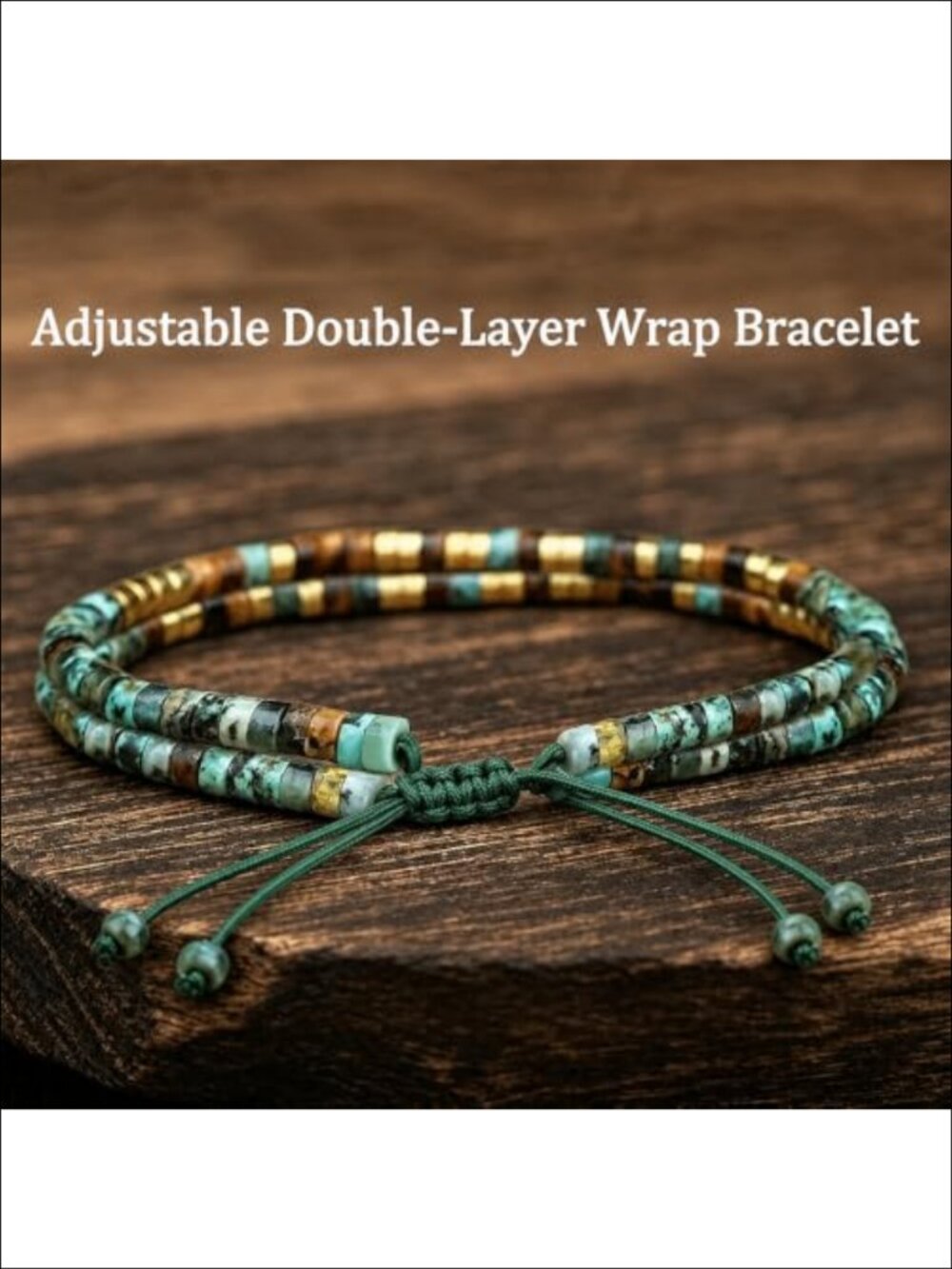 Morse Code Wrap Bracelet Tiger Eye Turquoise Double Layer Beaded - Picture 6 of 6